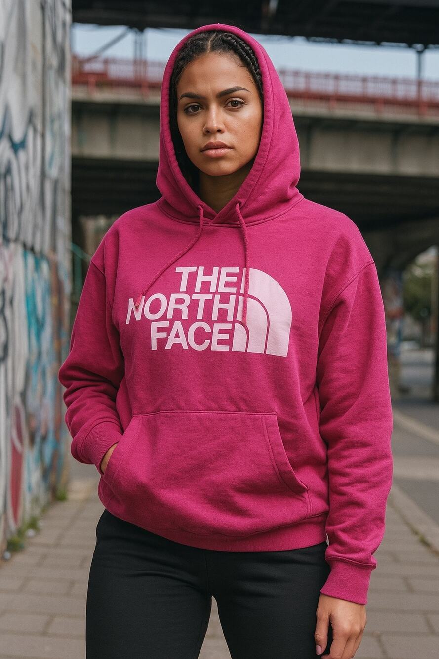 The North Face Pink Logo Hoodie Women’s Size Large Pullover